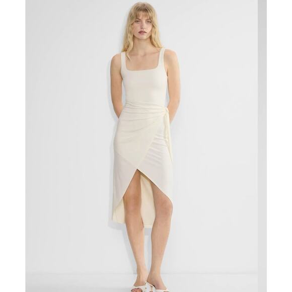 Aritizia Saturn midi wrap dress NWT small in yellow - Picture 1 of 4